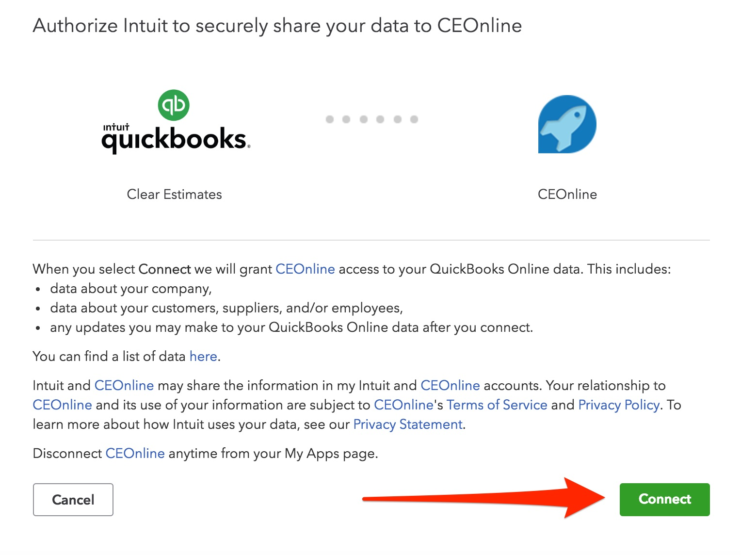 Exporting to Quickbooks Online Clear Estimates