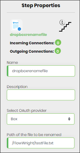 dropBoxRenameFile Step - FlowWright