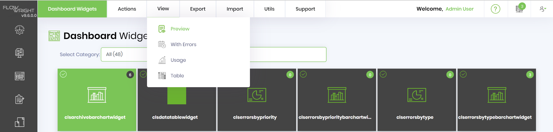 Dashboard widget preview - FlowWright