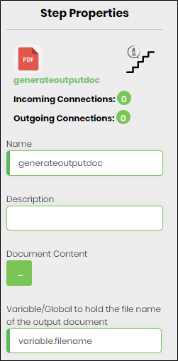 generateOutputDoc Step - FlowWright
