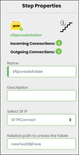 sftpCreateFolder Step - FlowWright