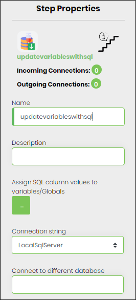 updateVariablesWithSQL Step - FlowWright
