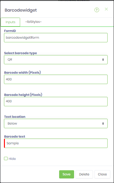 Barcode Widget - FlowWright