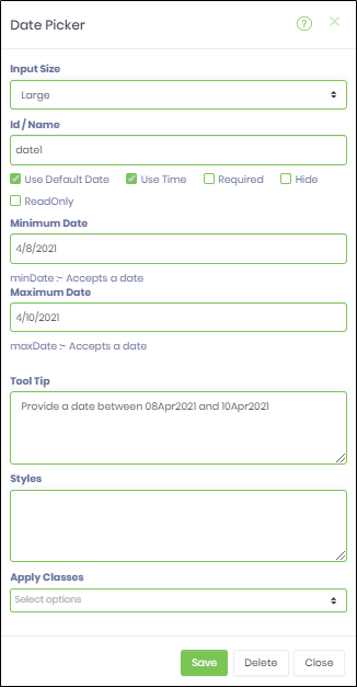 Datepicker Widget - FlowWright