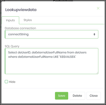 LookupViewData Widget - FlowWright