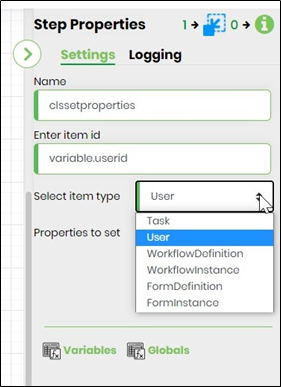 Set item properties - FlowWright