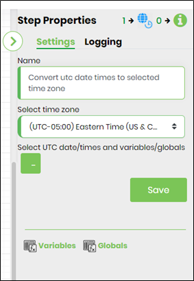 clsUTCToTimeZone Step - FlowWright