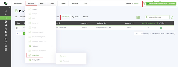 Process Definition Favorites Flowwright