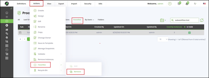 Process Definition Favorites - FlowWright