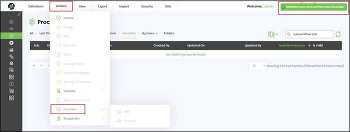 Process Definition Favorites - FlowWright