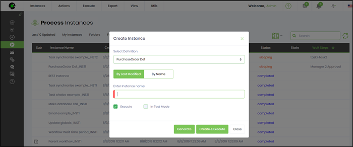 Create a new process instance - FlowWright