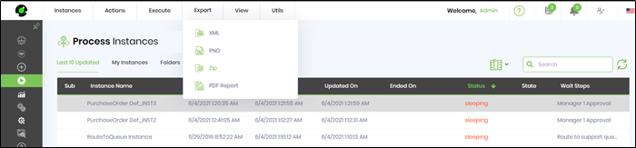 Export process instances - FlowWright