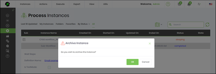 Archiving process instances - FlowWright