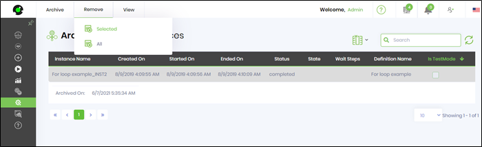 Archiving process instances - FlowWright