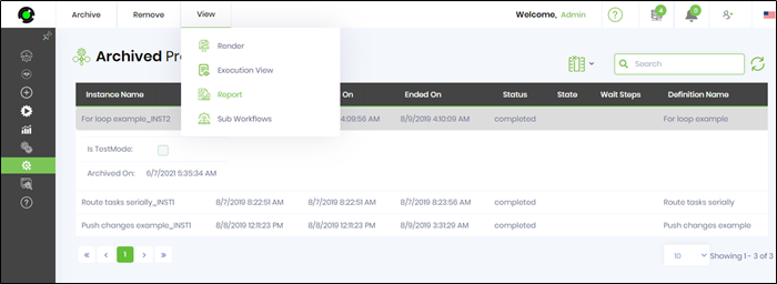 Archiving process instances - FlowWright