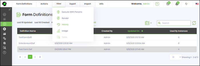 Form definition history - FlowWright