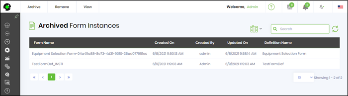 Archive form instance - FlowWright