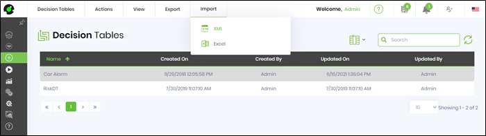 Export/Import decision table - FlowWright