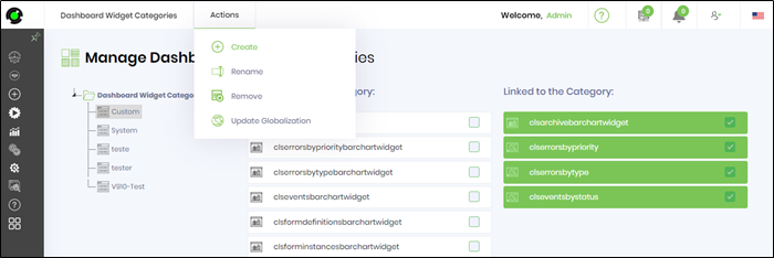 Dashboard Widget Categories - FlowWright