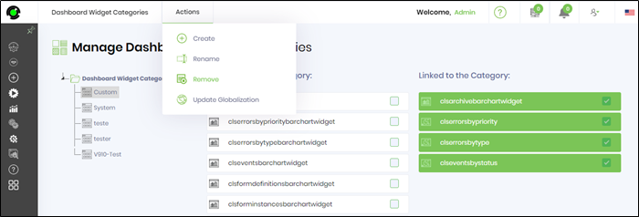 Dashboard Widget Categories - FlowWright