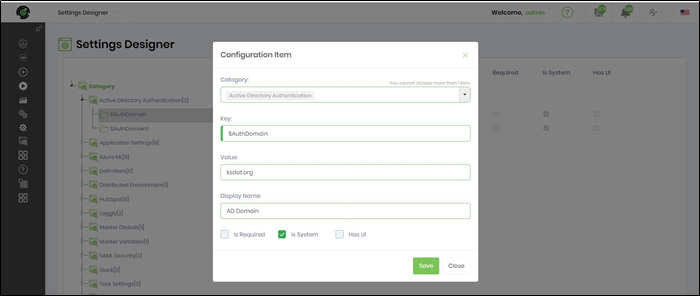 Settings Designer - FlowWright