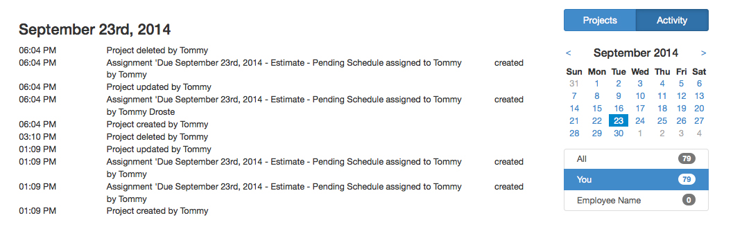 Estimate Rocket Project Activity History
