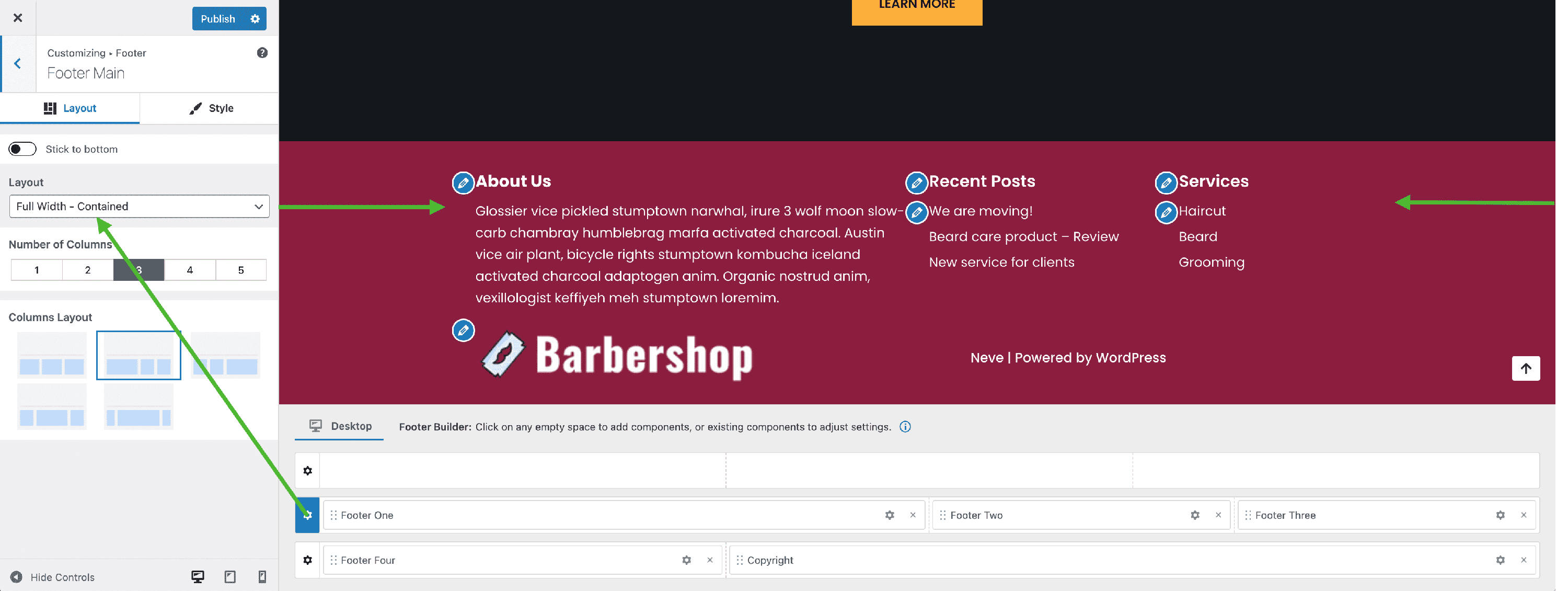 Neve Footer Builder - ThemeIsle Docs