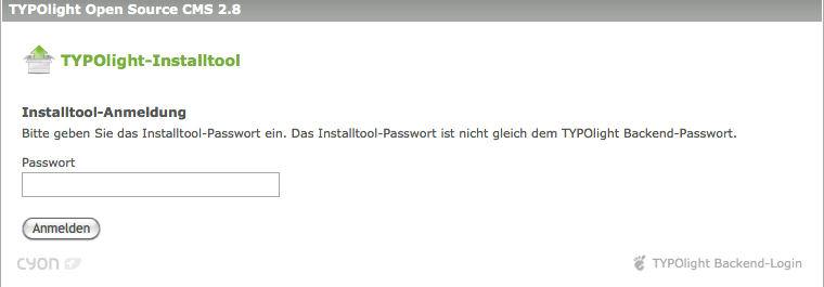Mit Standard-Kennwort anmelden