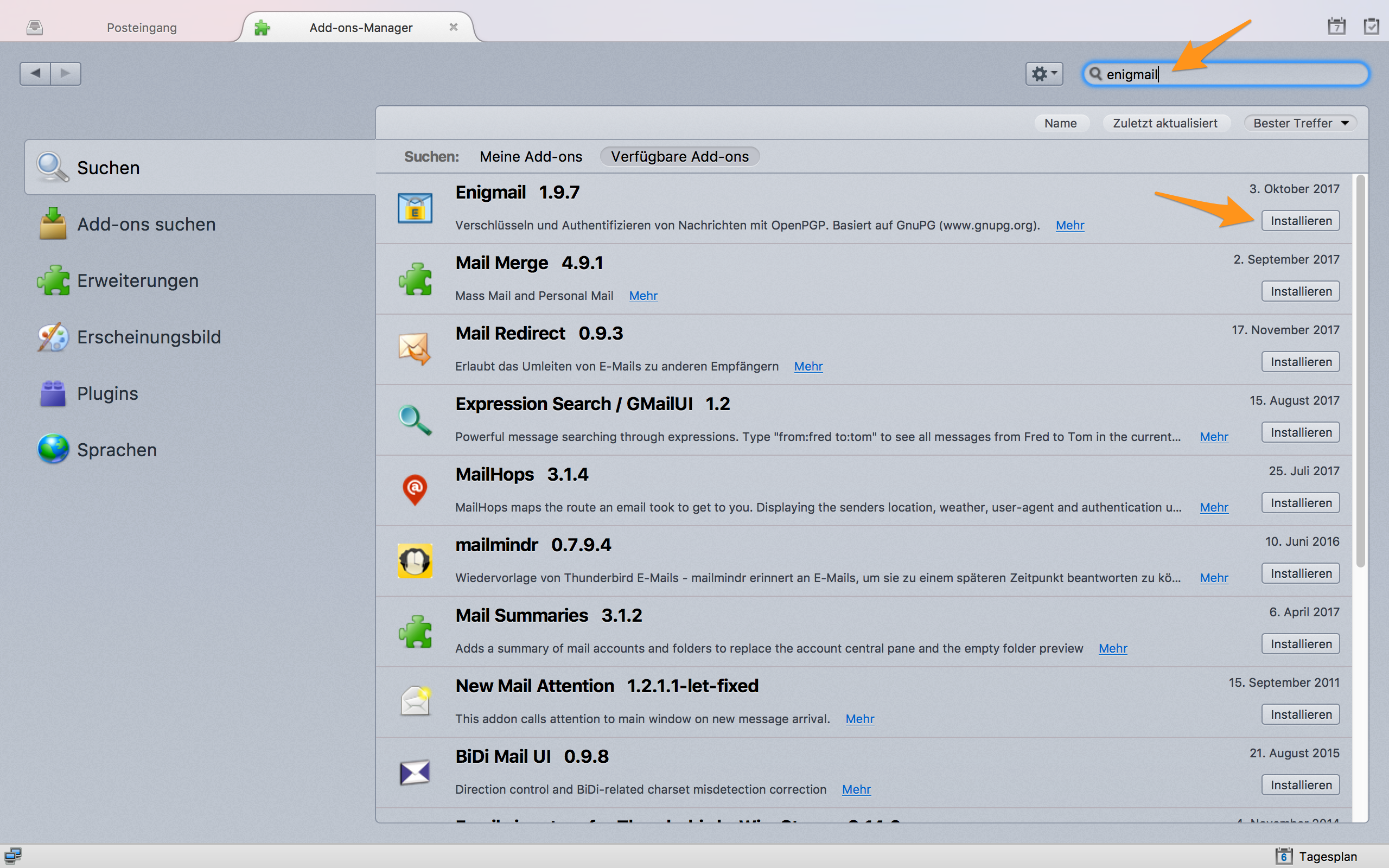 Installieren des Enigma-Add-ons