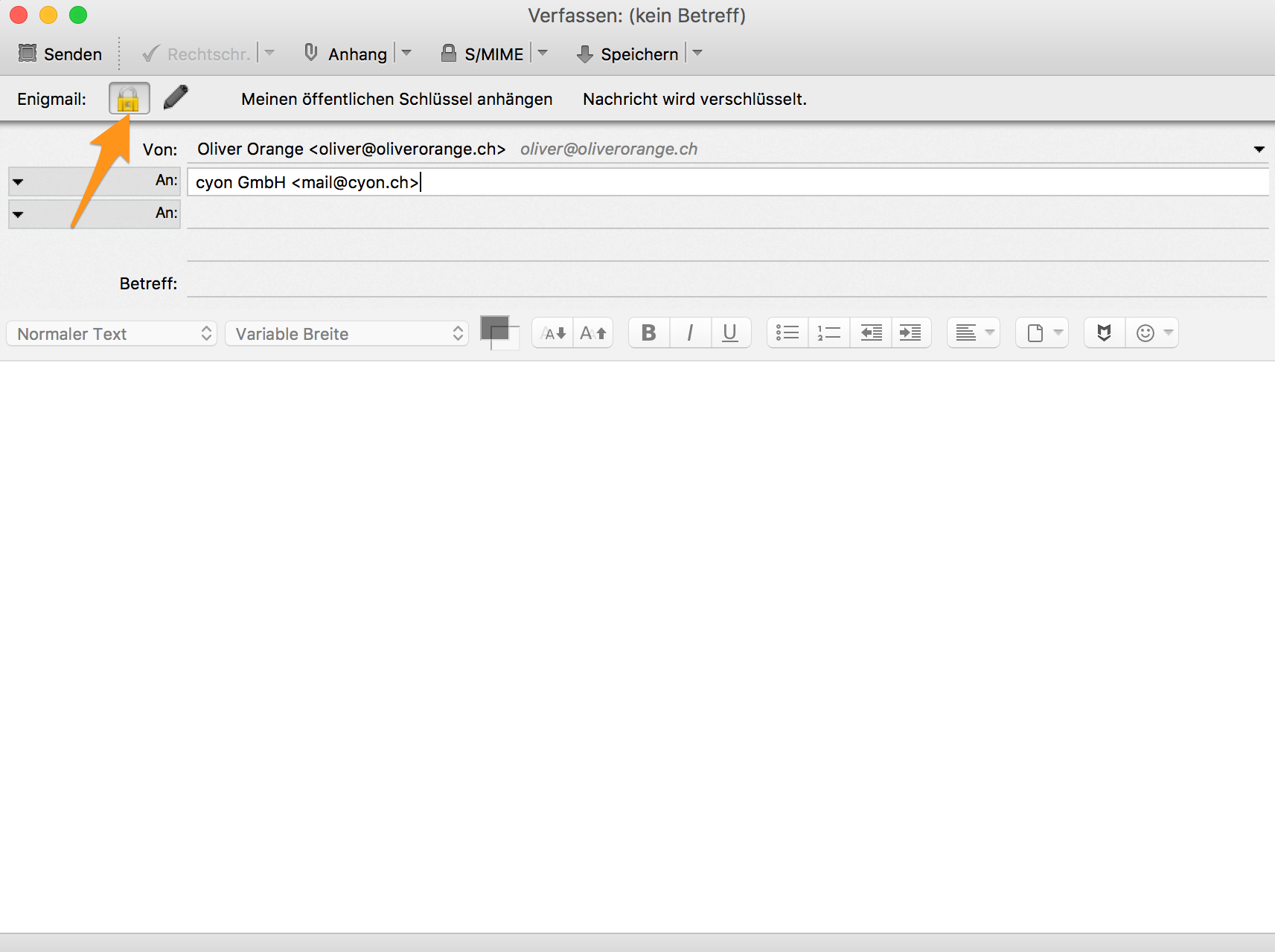 E-Mail mit Verschlüsselung verfassen