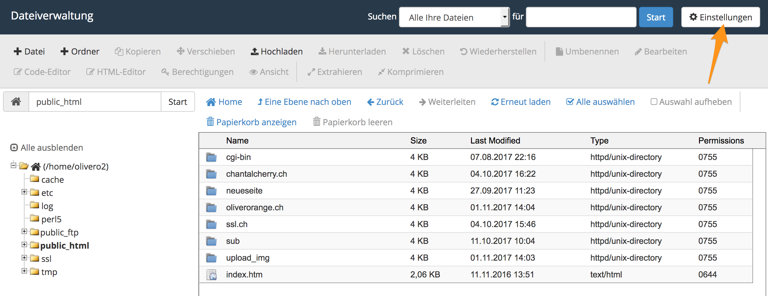 .htaccess mit dem Dateimanager bearbeiten