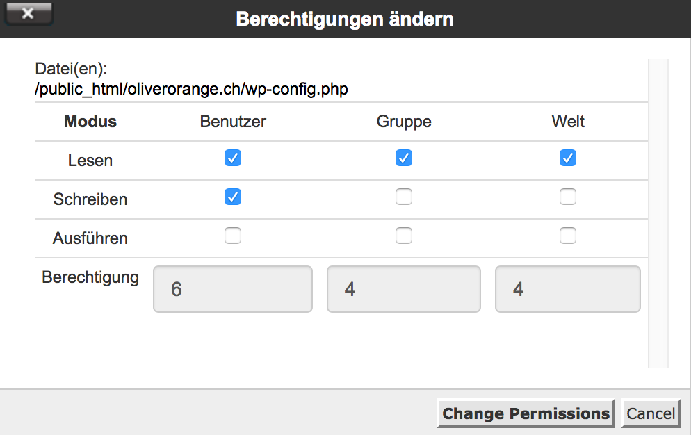Berechtigungen für Dateien