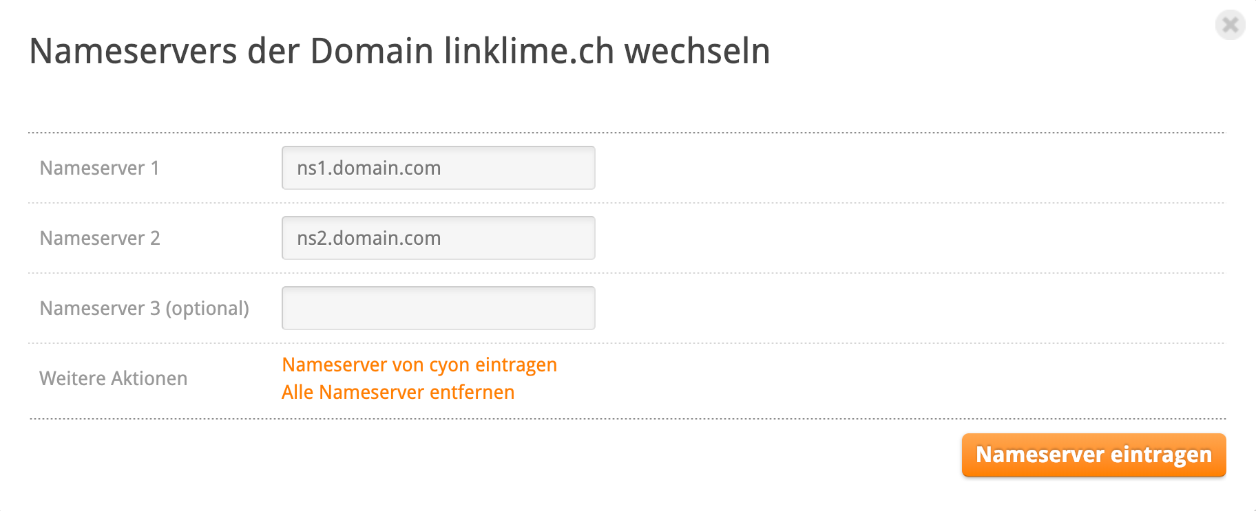 Nameserver einer Domain ändern
