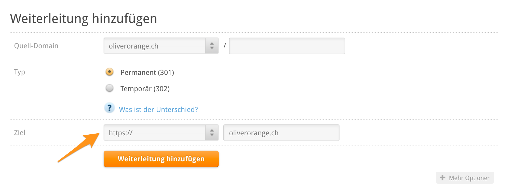 Weiterleitung auf HTTPS einrichten im my.cyon