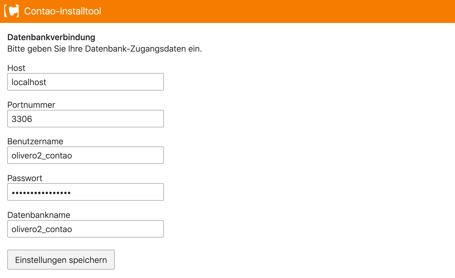 Konfiguration der Datenbank