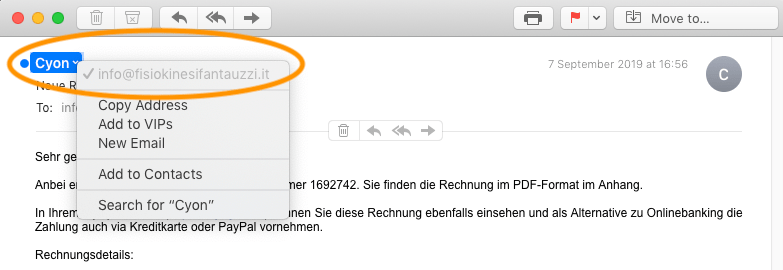 Gefälschter Absendename