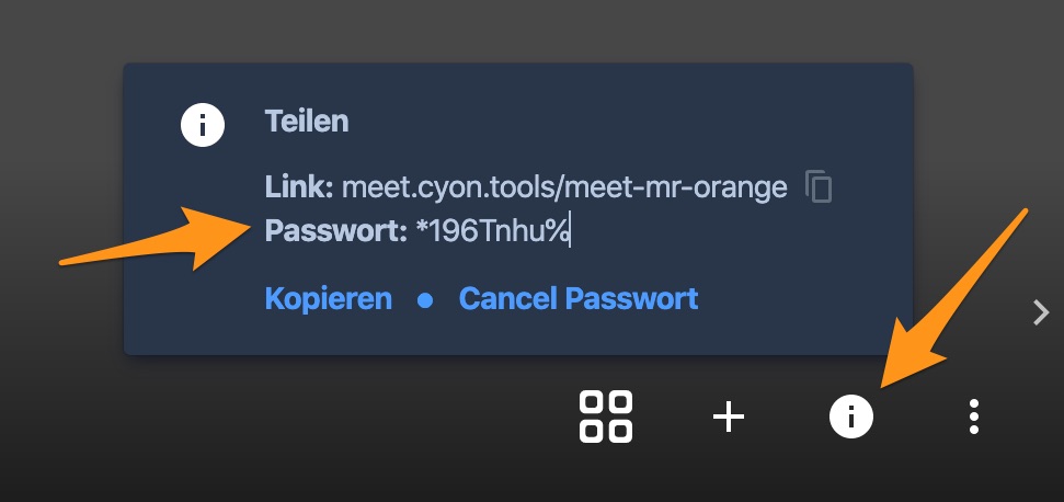 Passwort für Meeting im Browser vergeben