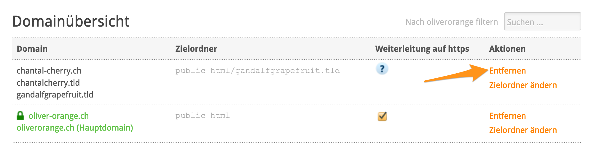 Domain aus meinem Webhosting entfernen