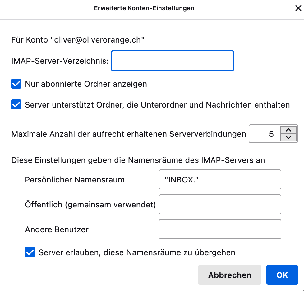 Erweiterte Servereinstellungen