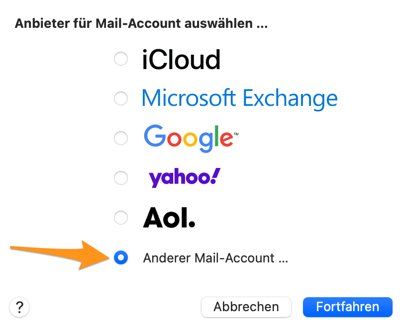 EMailAdresse manuell über Apple Mail einrichten