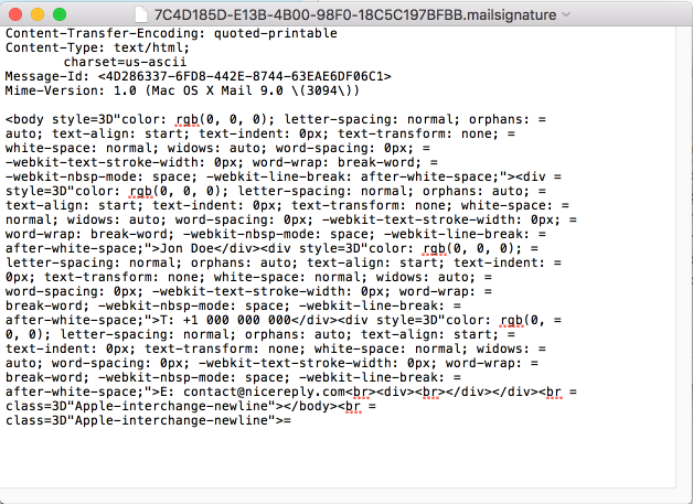create a html email signature for mac os x yosemite
