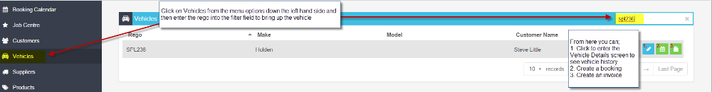 Workshop Software screen showing once the vehicle comes up you can click to view the vehicle details screen an...