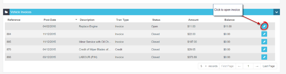 Workshop Software screen showing the vehicle details screen will show you the service history of the vehicle w...
