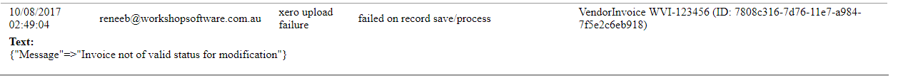 Workshop Software error - cannot duplicate invoice numbers for supplier showing image to enlarge