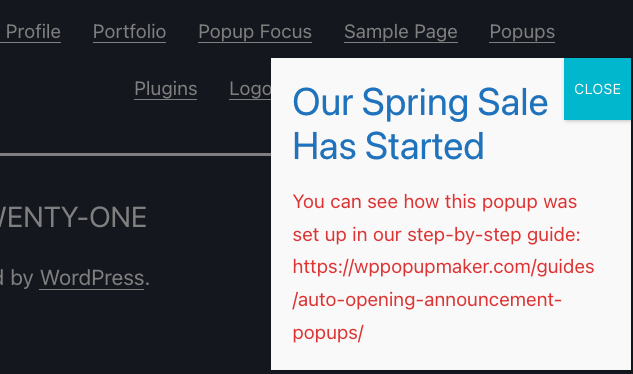 A Popup With An Overlay That Dims The Page Content