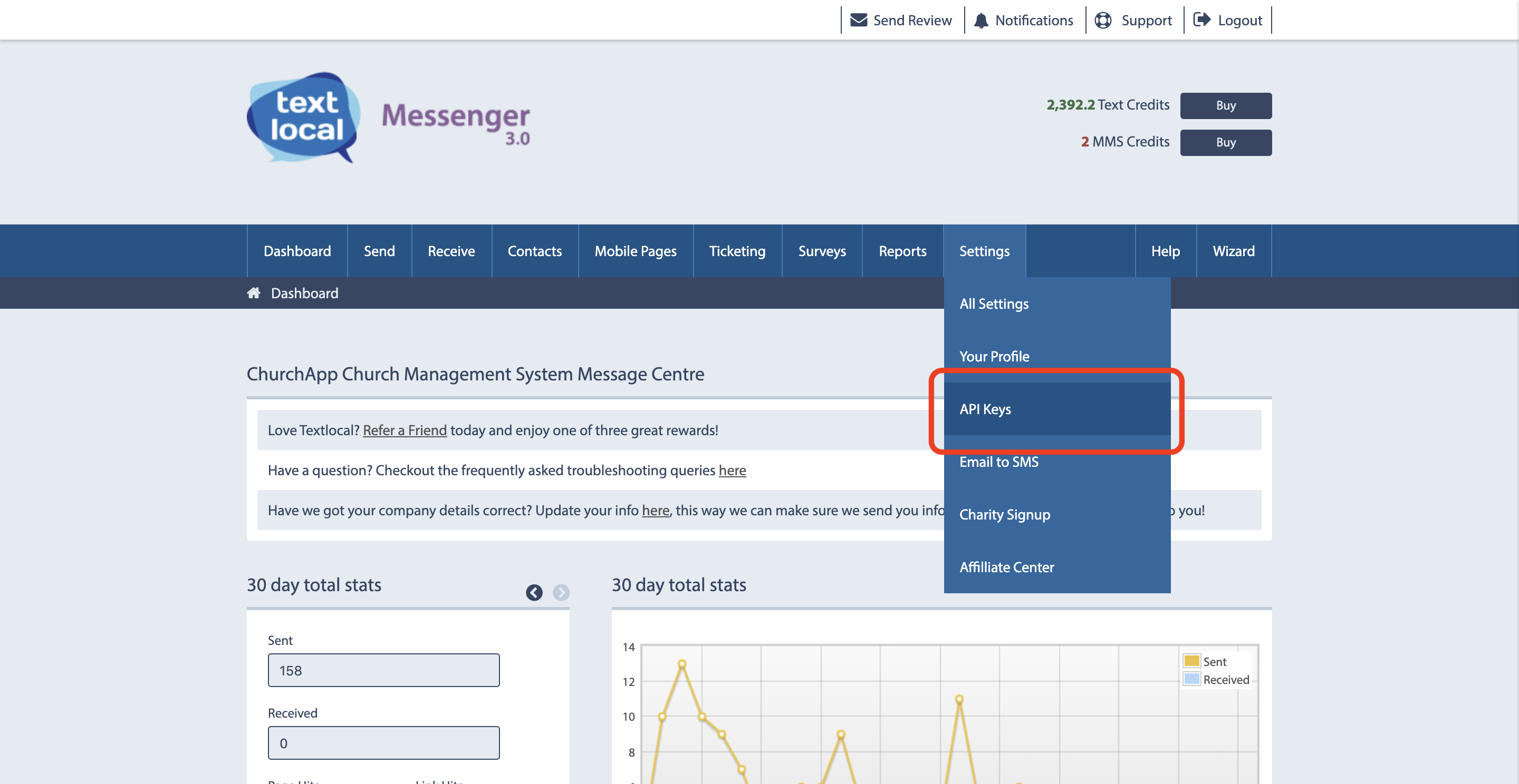 Integrating with Textlocal (Legacy) - ChurchSuite Support Articles