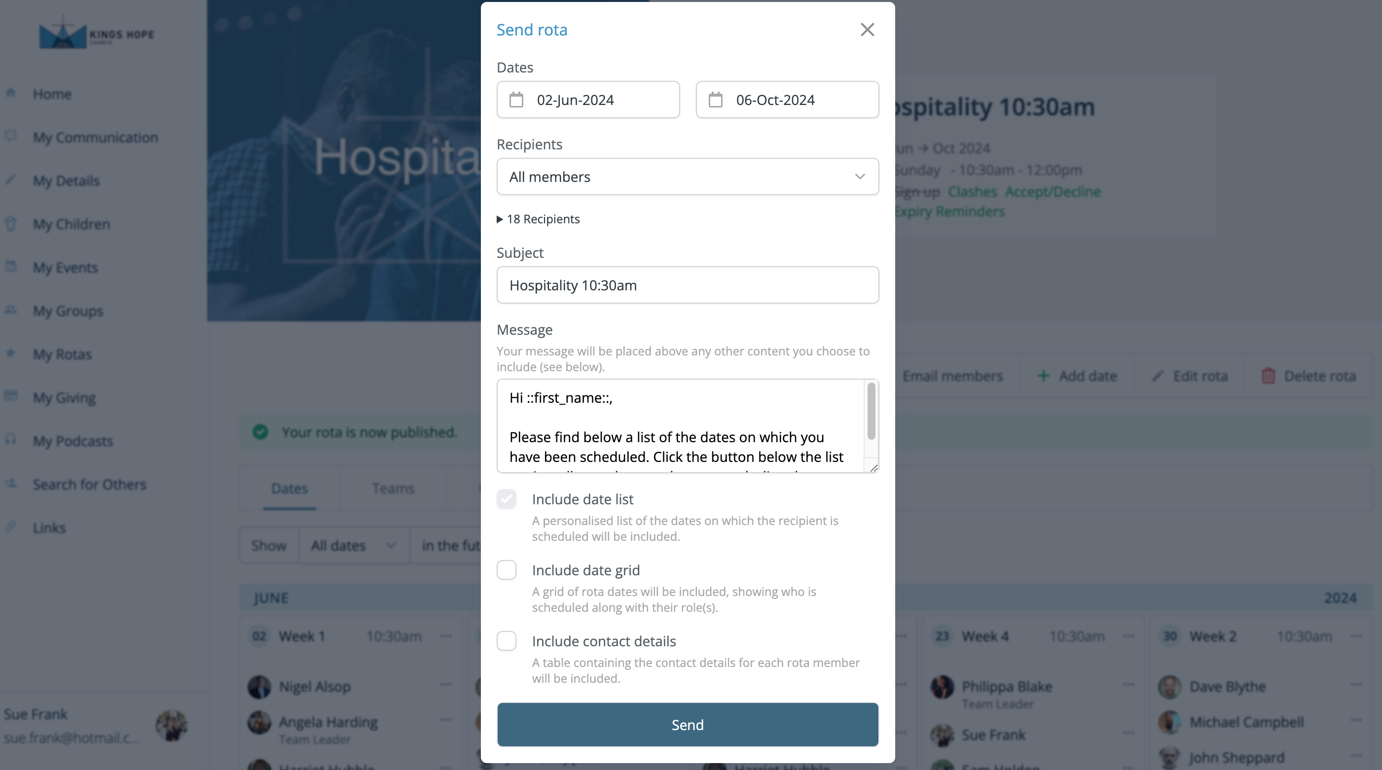 Working with rotas in My ChurchSuite - ChurchSuite Support Articles