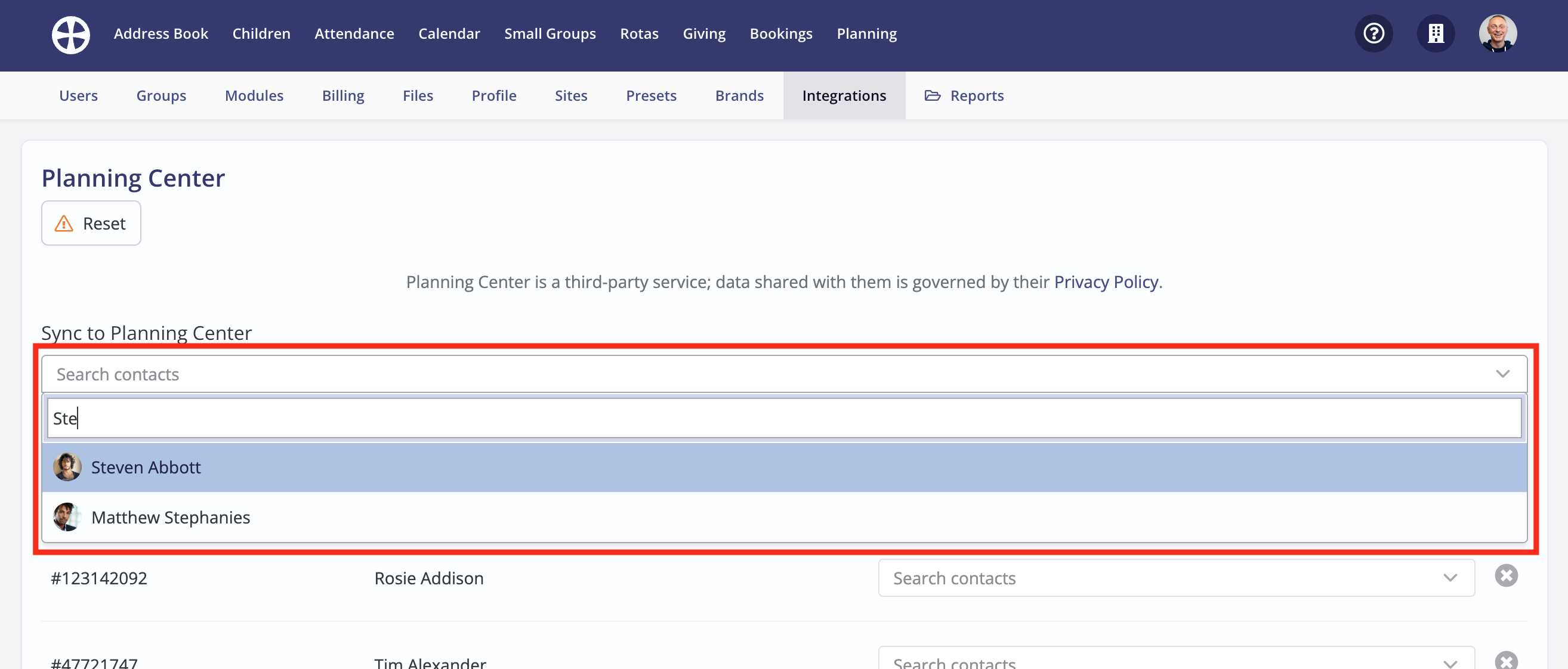 Integrating with Planning Center Online - ChurchSuite Support Articles