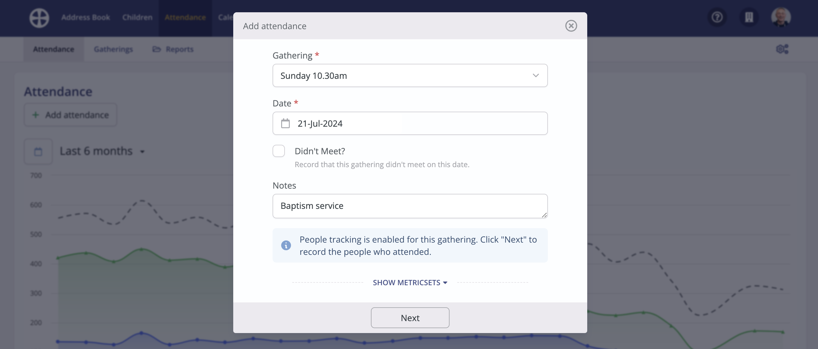 Adding attendance for a gathering - ChurchSuite Support Articles