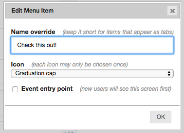 How do I add Additional Menu Items to the main menu (Event Menu Structure)?